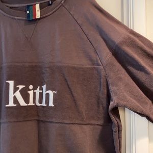 SOLD KITH logo williams paneled crewneck Grey battleship FW18 sweatshirt size M